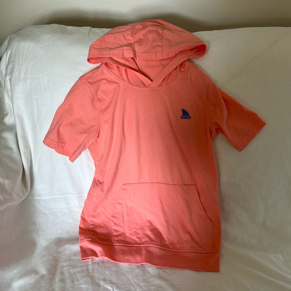 EUC Salmon Pink Hoodie Short Sleeve Front Pocket Shirt